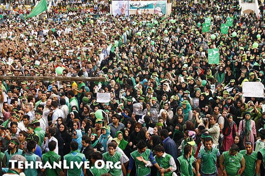 Supporters of Mir Hossein Mousavi in Heidarnia stadium in Tehran
